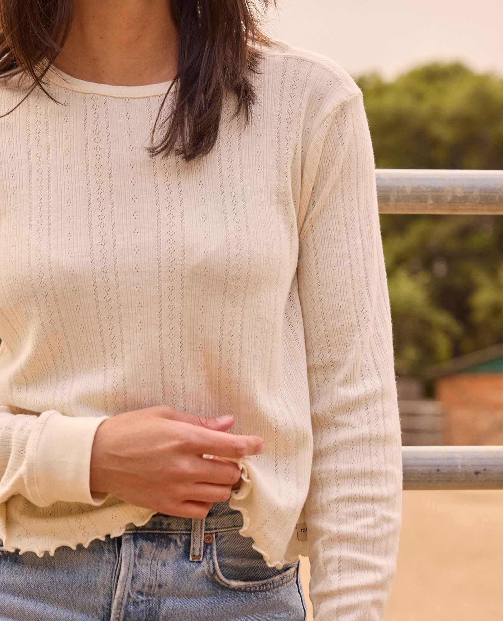 Foothill Pointelle Long Sleeve Crew - Image 5